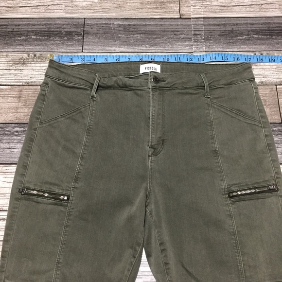 Pistola Cargo Pocket Jeans Women’s 33 Green (Inseam 26.5) Stretch Casual - Picture 4 of 12
